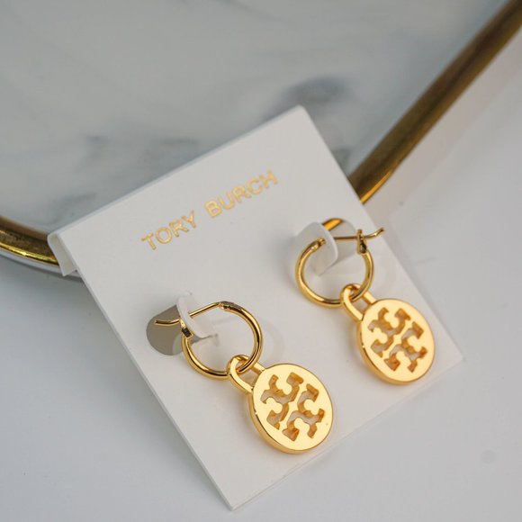 Tory Burch Huggie Logo Drop Earrings - Picture 4 of 4